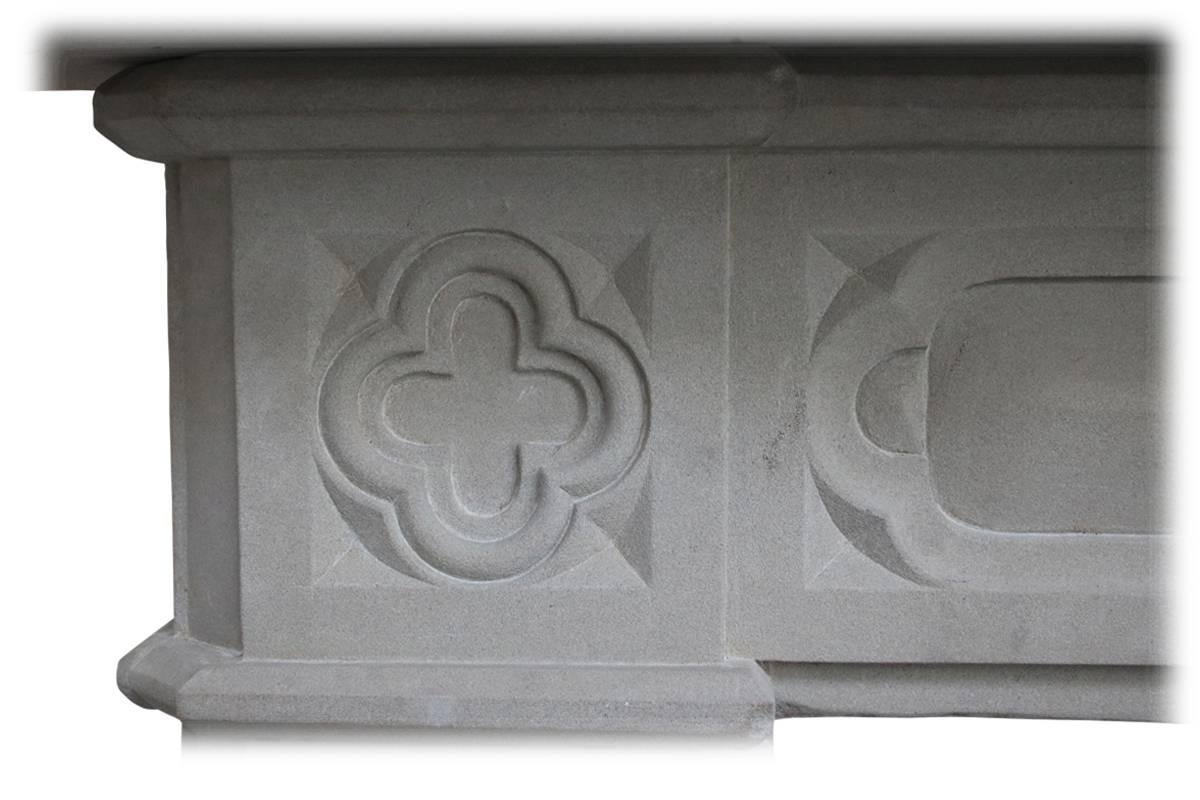 19th Century Small Regency Stone Fire Surround in the Gothic Manner