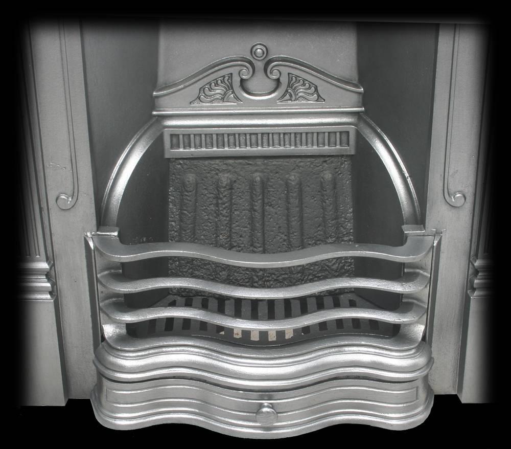 Antique Edwardian Art Nouveau Cast Iron Combination Fireplace 1