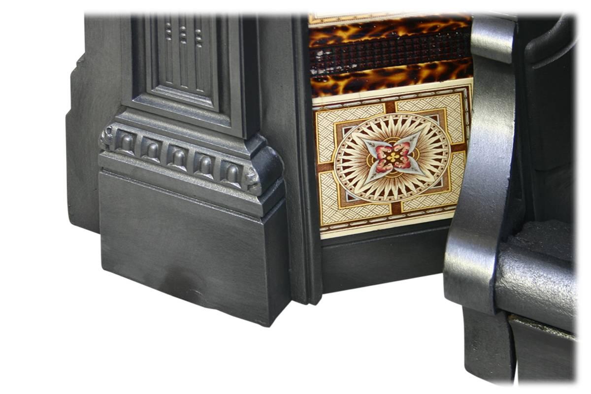 Ceramic Antique Victorian Cast Iron and Tiled Combination Fireplace