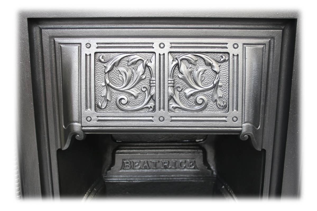 Beatrice, Late Victorian Cast Iron Bedroom Fireplace In Excellent Condition In Manchester, GB