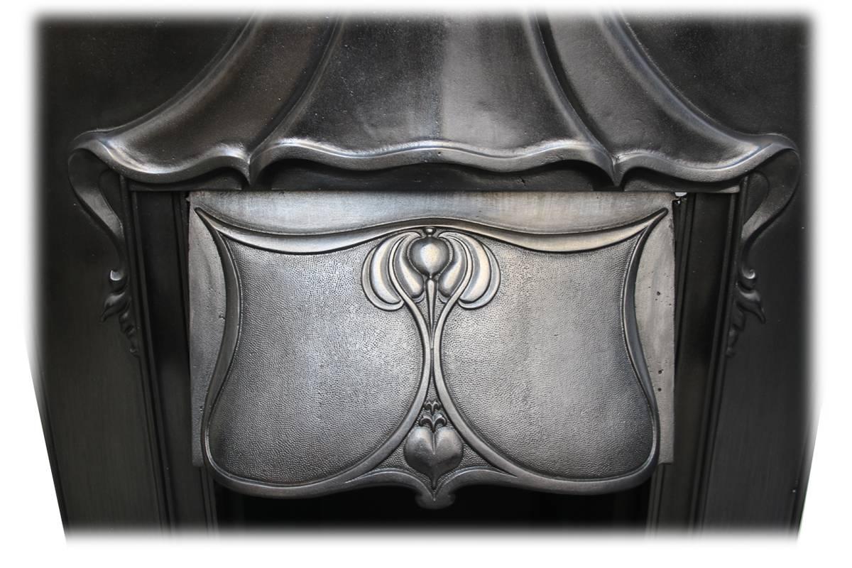 Antique Art Nouveau Edwardian Cast Iron Combination Grate 1