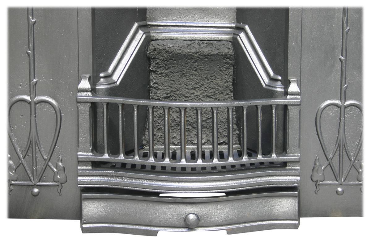 Reclaimed Edwardian Art Nouveau Cast Iron Combination Grate 1