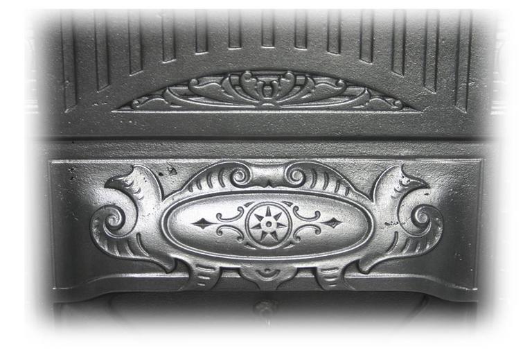 Antique Edwardian Cast Iron Art Nouveau Bedroom Fireplace