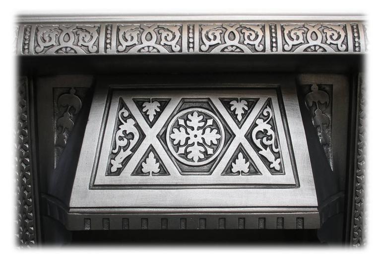 Restored Antique Aesthetic Cast Iron Fireplace Insert For Sale At