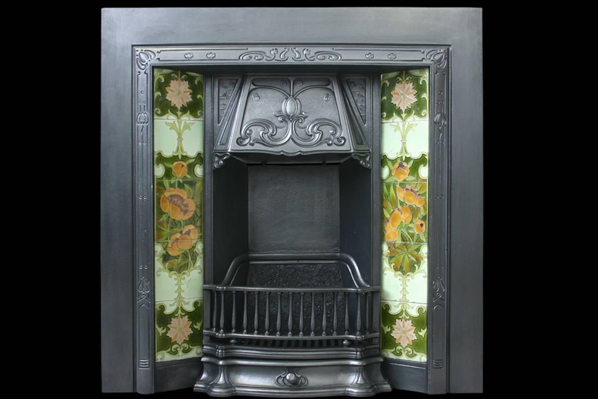 cast iron fireplace insert antique