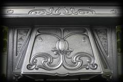 Antique Edwardian Art Nouveau Cast Iron Fireplace Insert