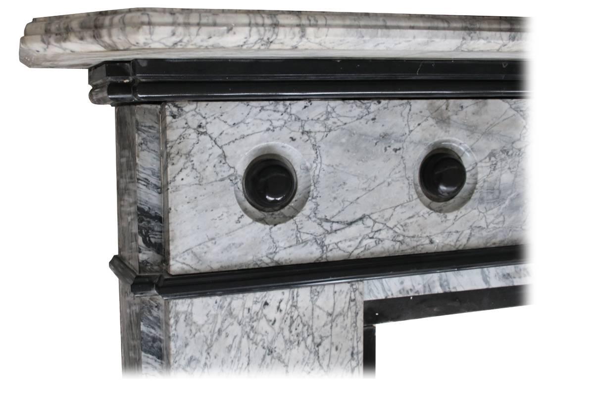 19th Century Large Late Victorian Striated Grey Marble Fire Surround