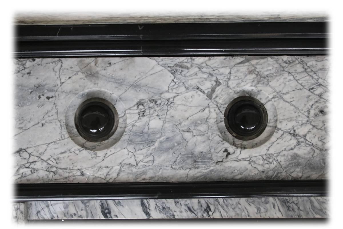 Large Late Victorian Striated Grey Marble Fire Surround 1