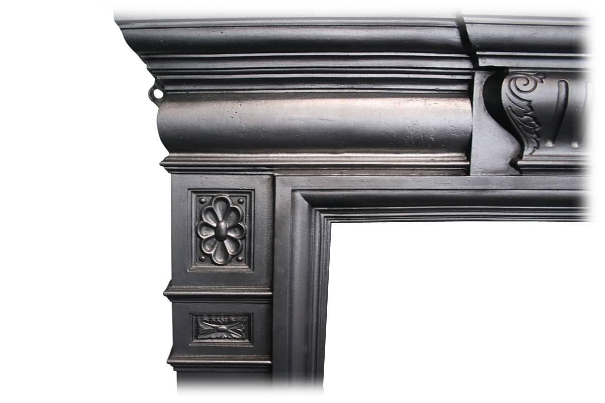 19th Century Antique Late Victorian Cast Iron Fireplace Surround