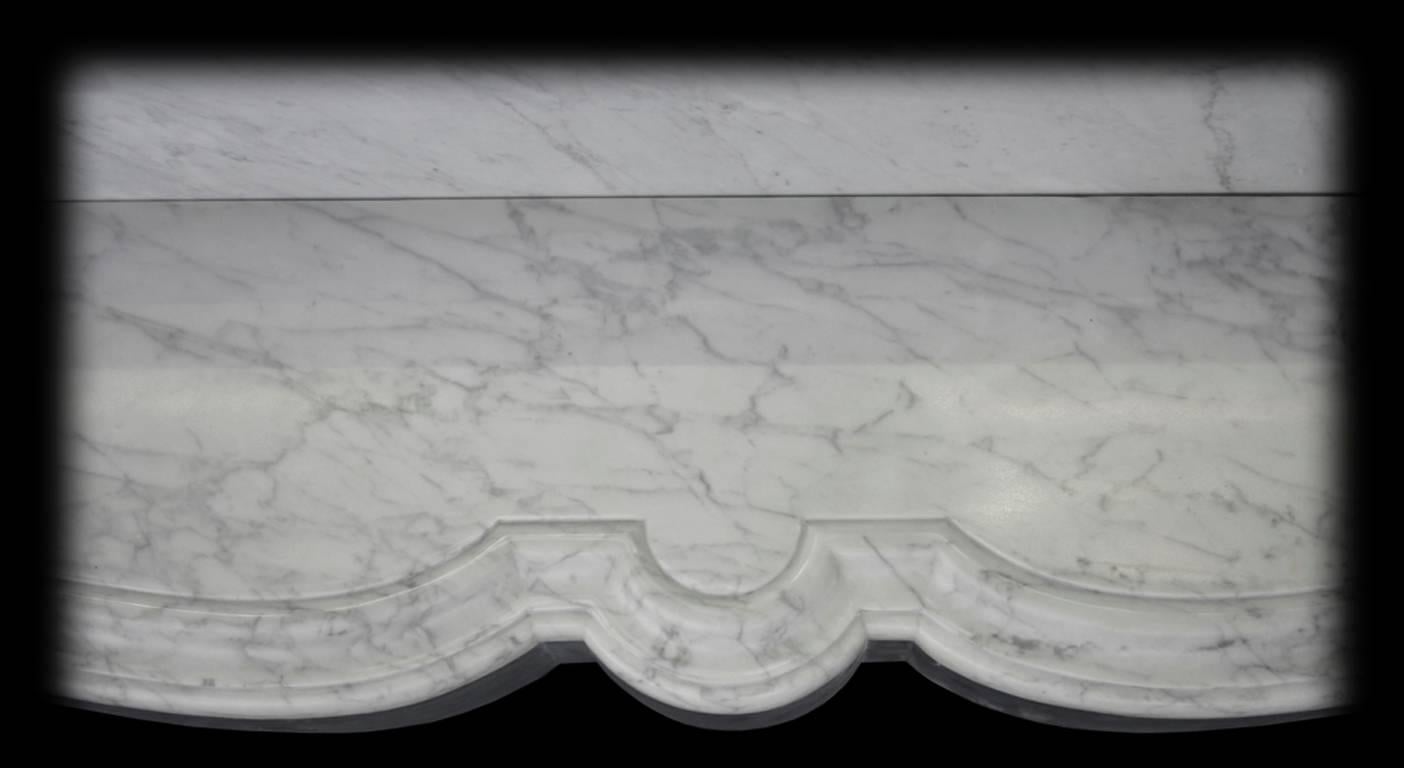 English 19th Century Victorian Baroque White Carrara Marble Chimneypiece
