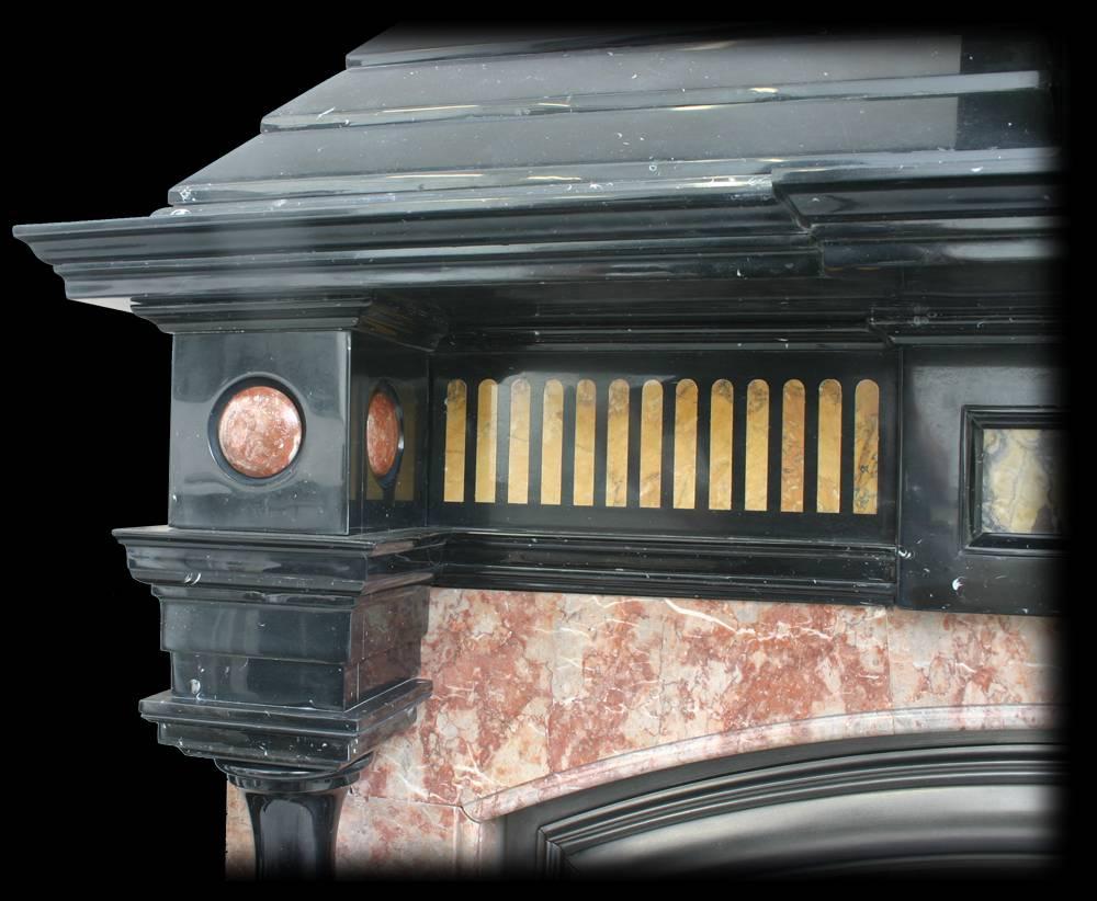 Baroque Large 19th Century Victorian Architectural Marble Fireplace Complete with Grate For Sale