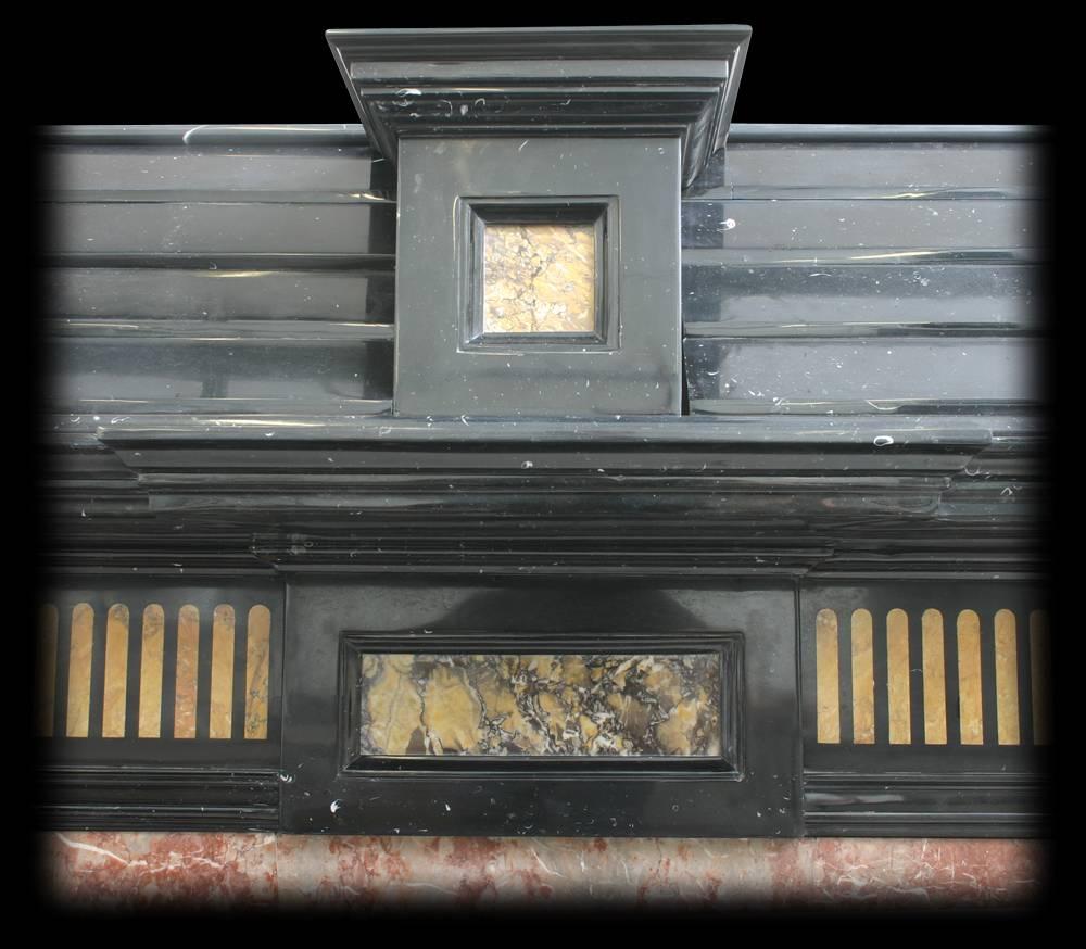 Cast Large 19th Century Victorian Architectural Marble Fireplace Complete with Grate For Sale
