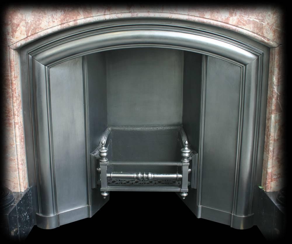 Belgian Black Marble Large 19th Century Victorian Architectural Marble Fireplace Complete with Grate For Sale