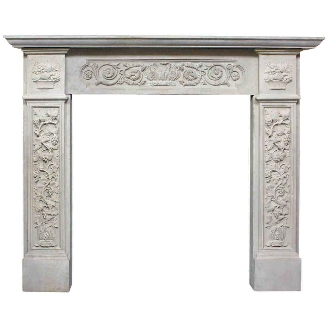 19th Century Victorian Composition Stone Fireplace Mantel