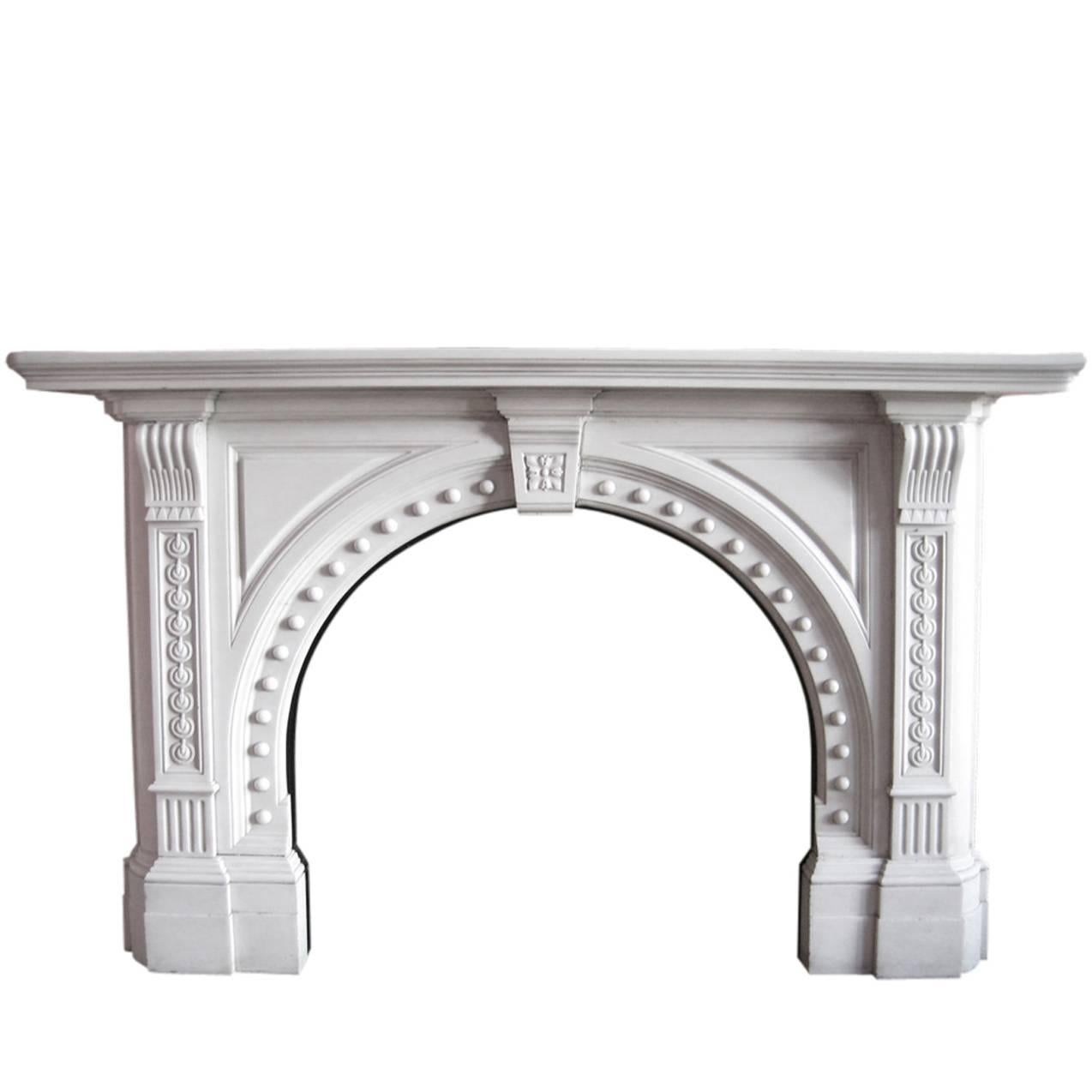 Antique 19th Century Late Victorian Statuary Marble Fireplace Surround