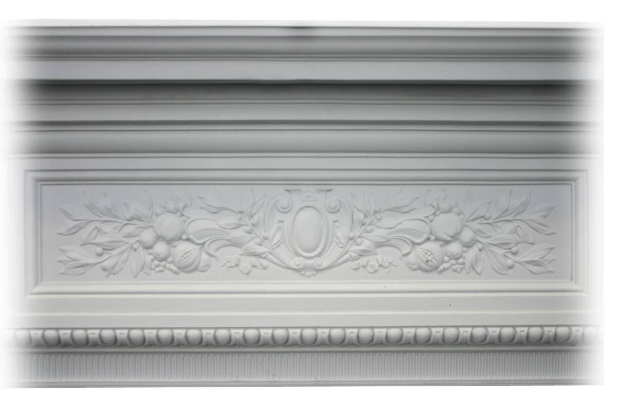 Reclaimed Victorian cast iron fireplace surround in the manner of William Morris (1834-1896). The surround has a registration date of 1890. 
The surround has been primed so it can be painted, but we can change the finish if required.