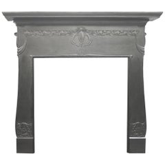 Antique Edwardian Art Nouveau Cast Iron Fireplace Surround