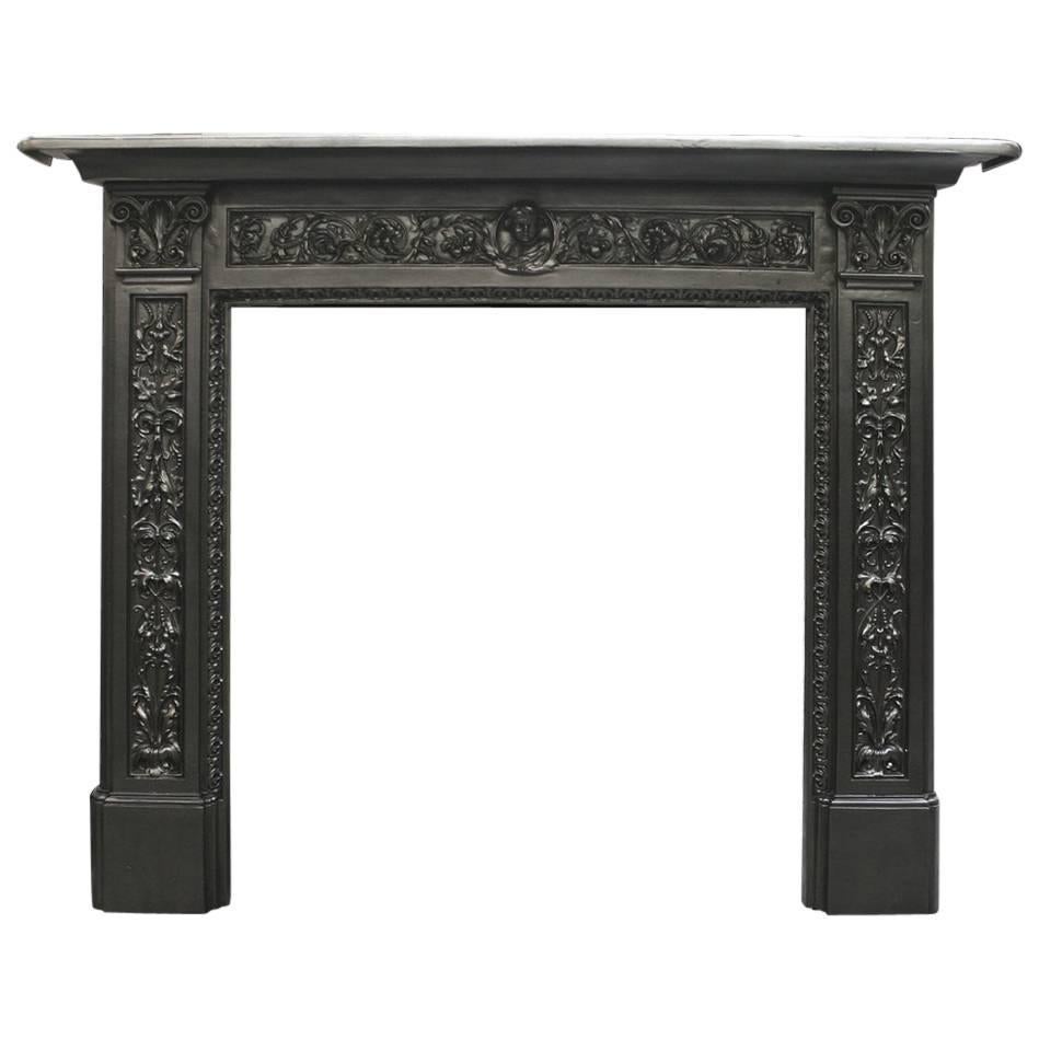 Ornate Antique Victorian Cast Iron Fireplace Surround