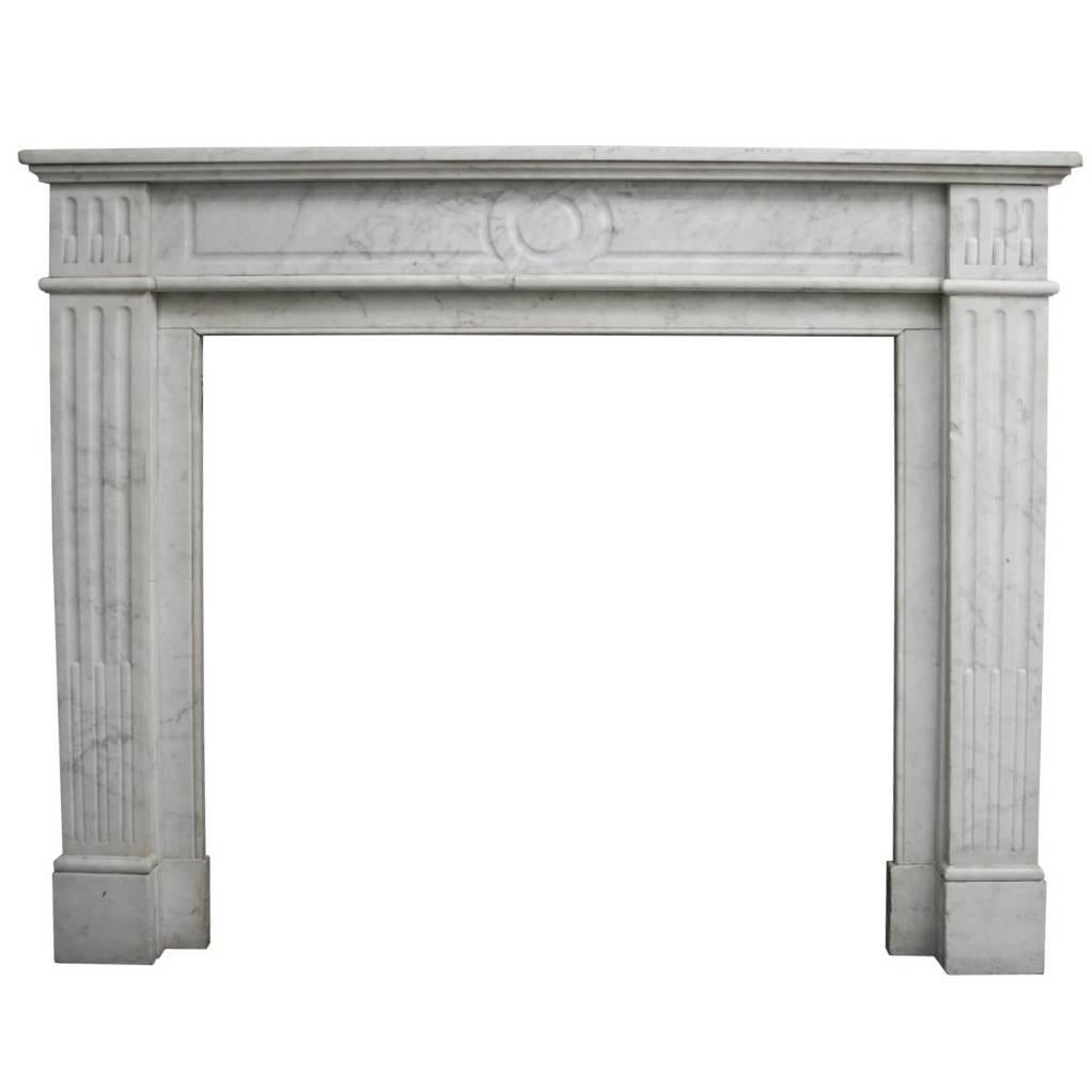 Antique 19th Century Carrara Marble Fire Surround in the Louis XVI Style