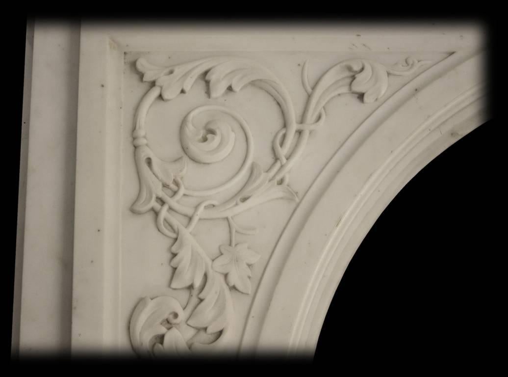 19th Century English Antique Victorian Carved Statuary Marble Fireplace Surround For Sale