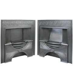 Antique Pair of Victorian Iron Hob Register Grates in the Neoclassical Georgian Manner