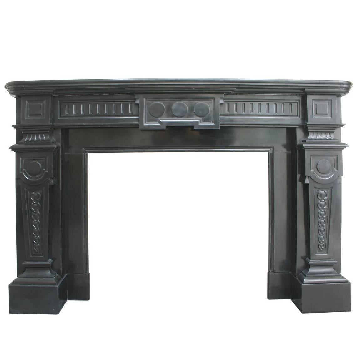 Antique 19th Century Continental Black Marble Fire Surround