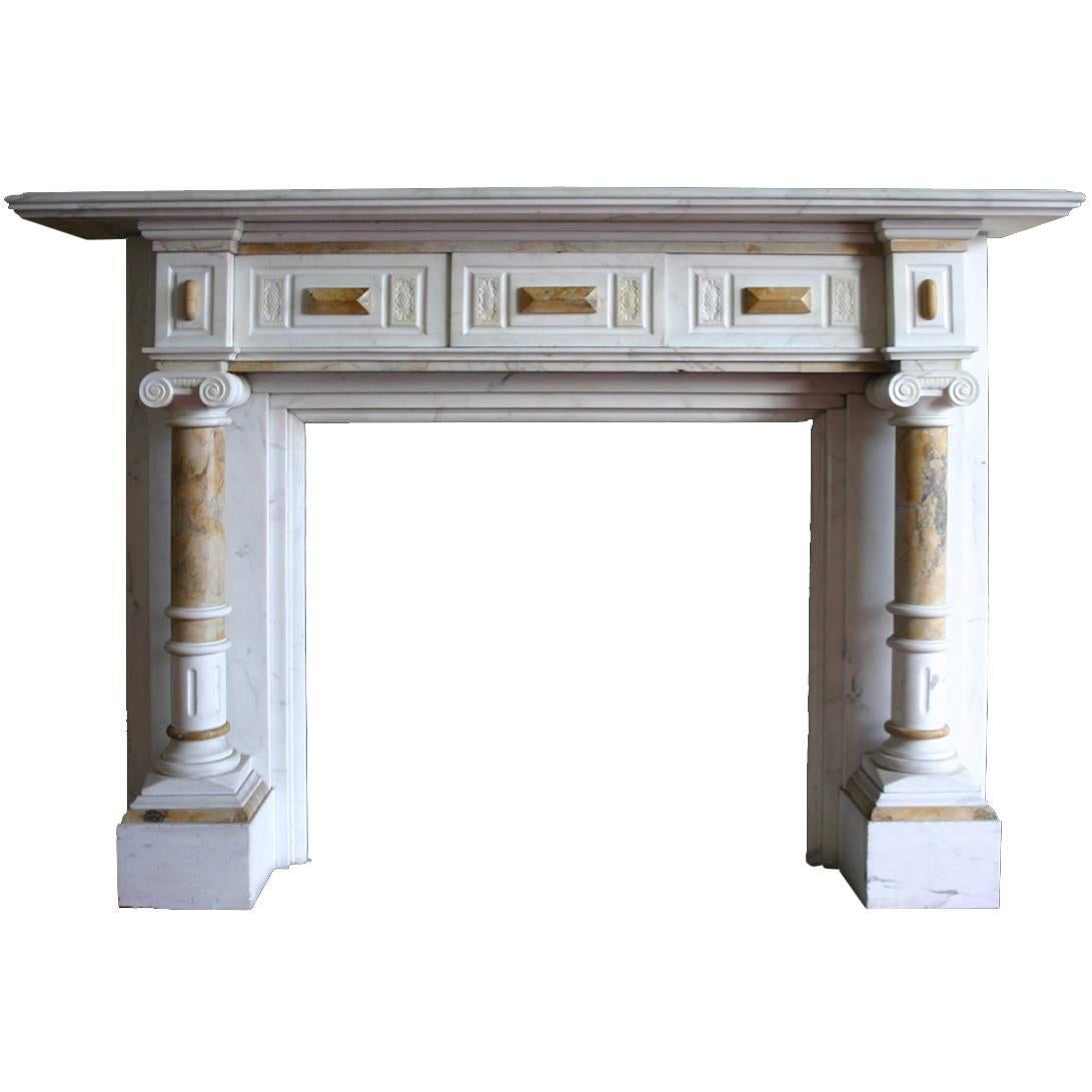 19th Century Victorian Statuary and Sienna Marble Chimneypiece