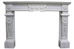 Antique Continental 19th Century White Marble Fireplace Surround