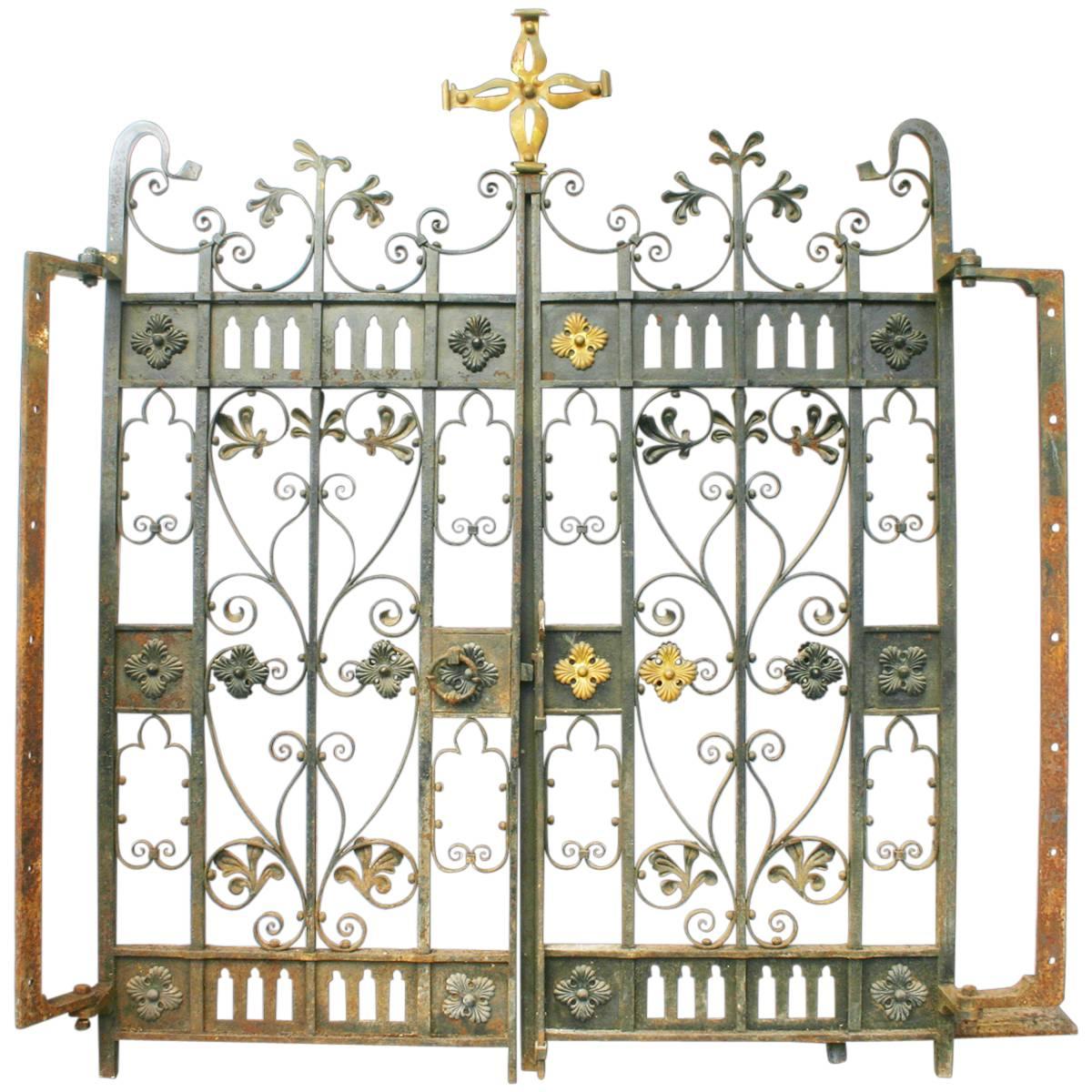 Decorative Antique 19th Century Wrought Iron Gates