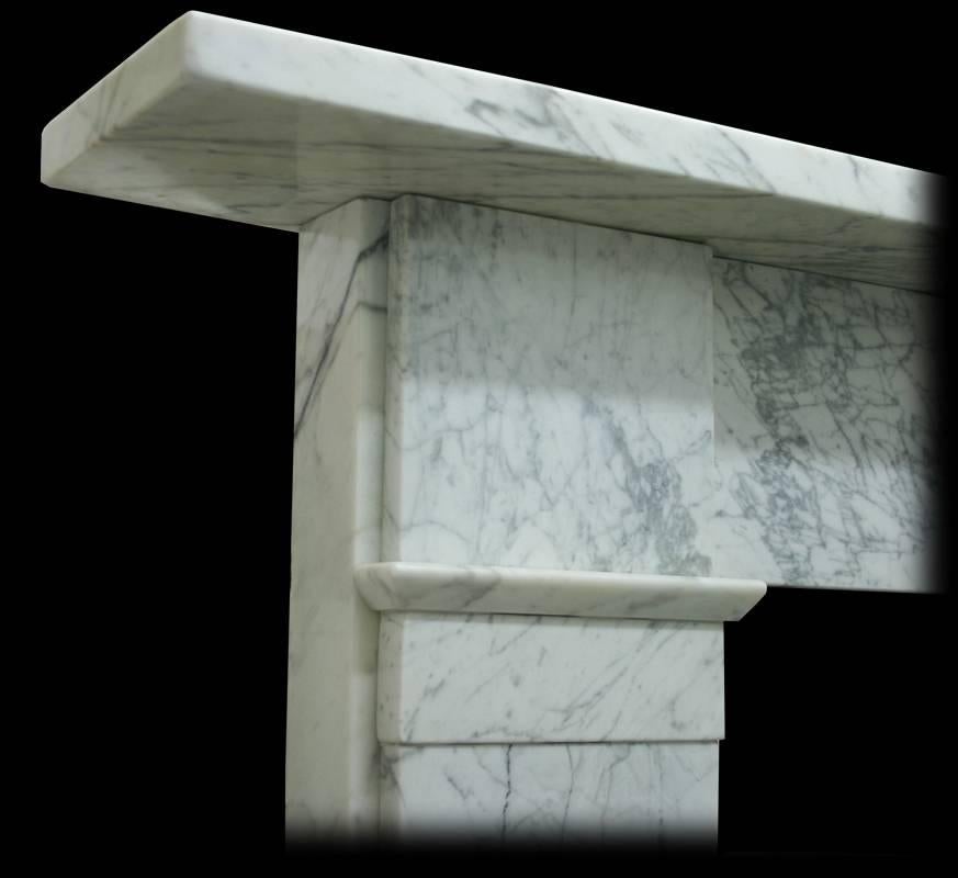 English 19th Century Early Victorian Carrara Marble Fireplace Surround