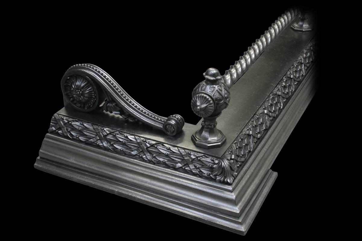 Rare and Large 19th Century Victorian Cast Iron Fireplace Fender For