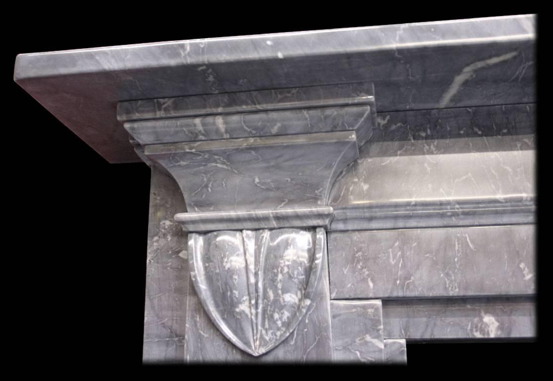 English 19th Century William IV Grey Marble Fireplace Mantle