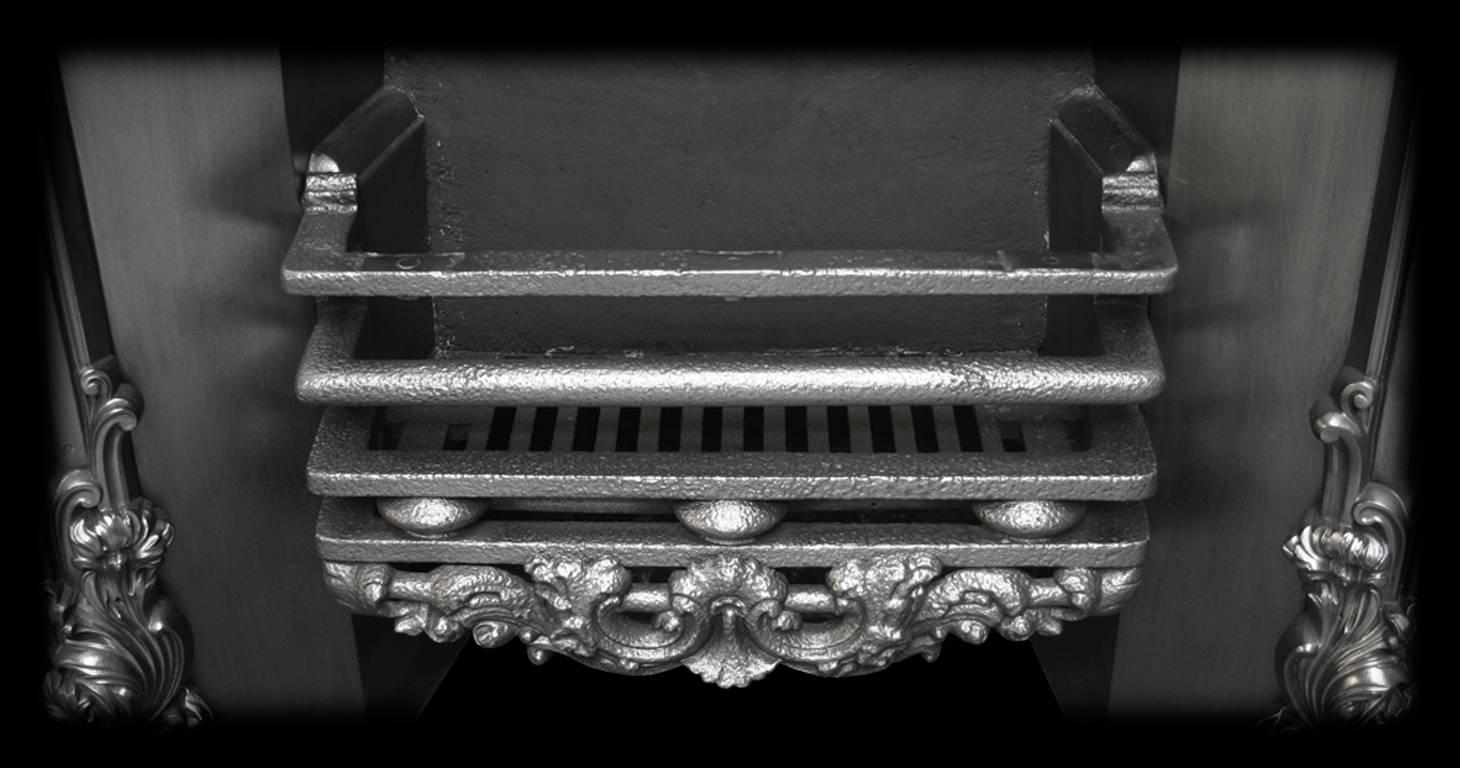 19th Century Large Antique Rococo Georgian Cast Iron Register Grate For Sale