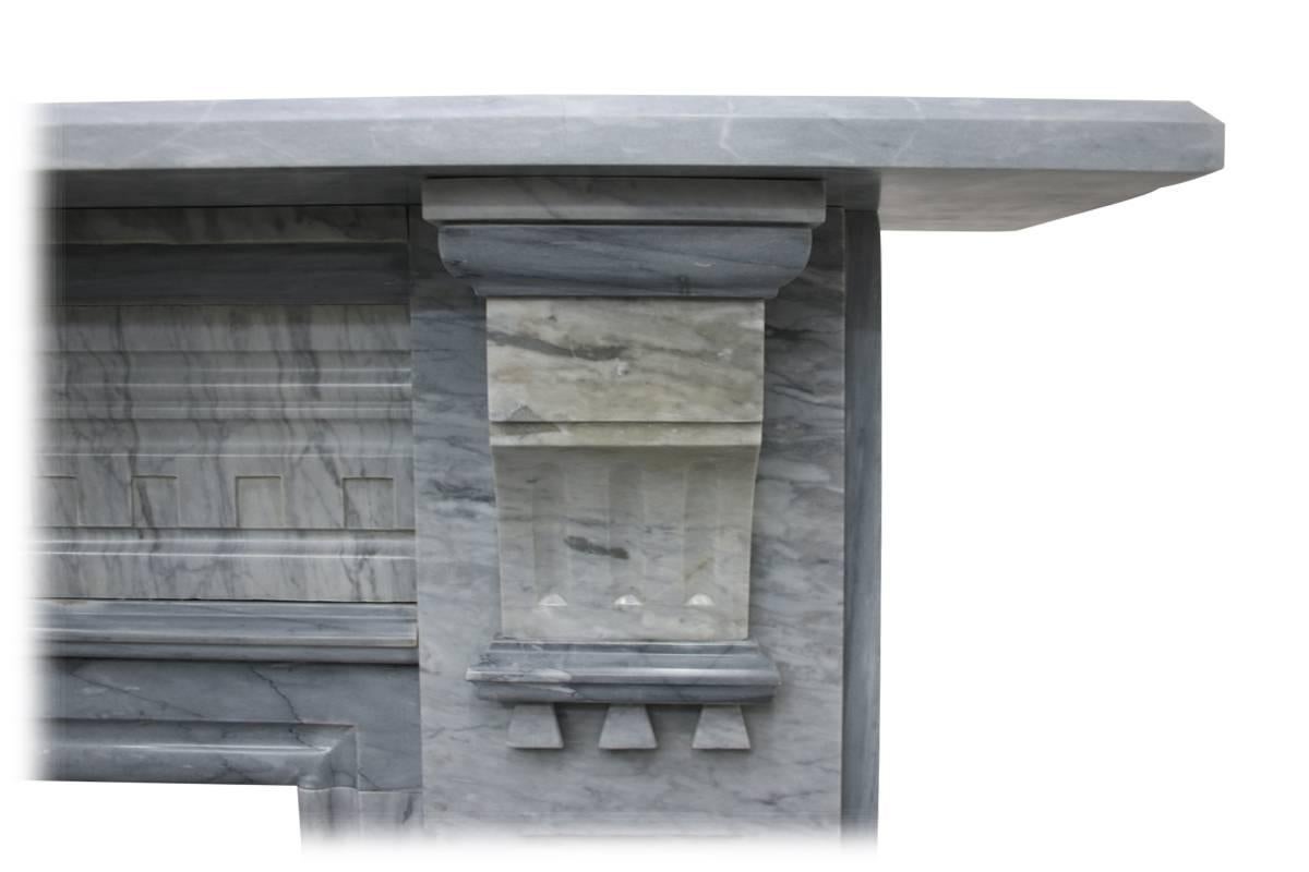 Large Late 19th Century Fire Surround in Bardiglio Grey Marble 2