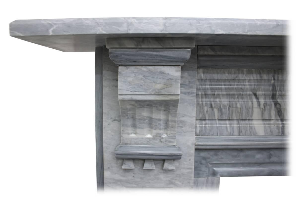 Large Late 19th Century Fire Surround in Bardiglio Grey Marble 1
