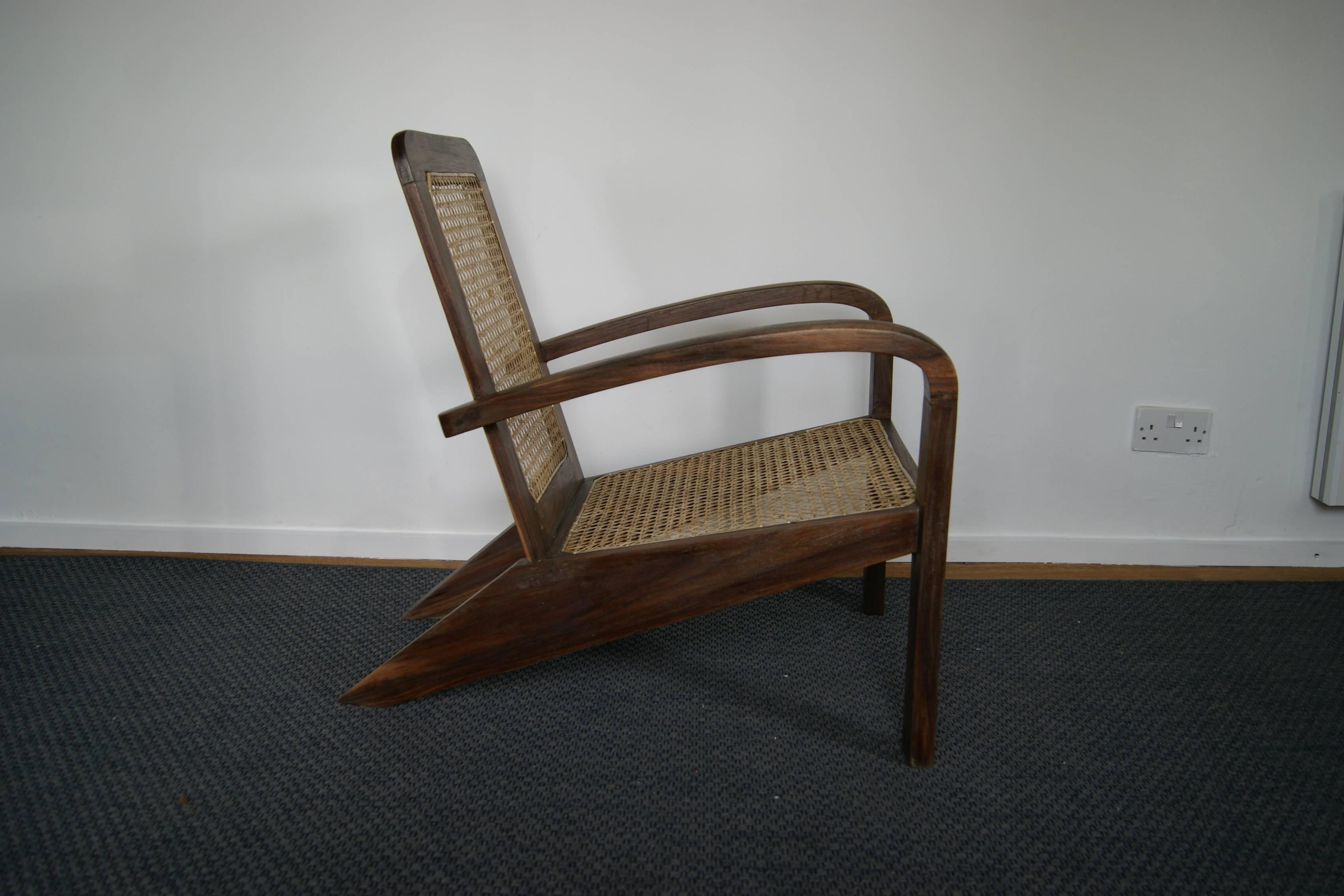 Mid-Century Modern 1 of 3 South Asian Nadun wood and Cane Armchairs For Sale