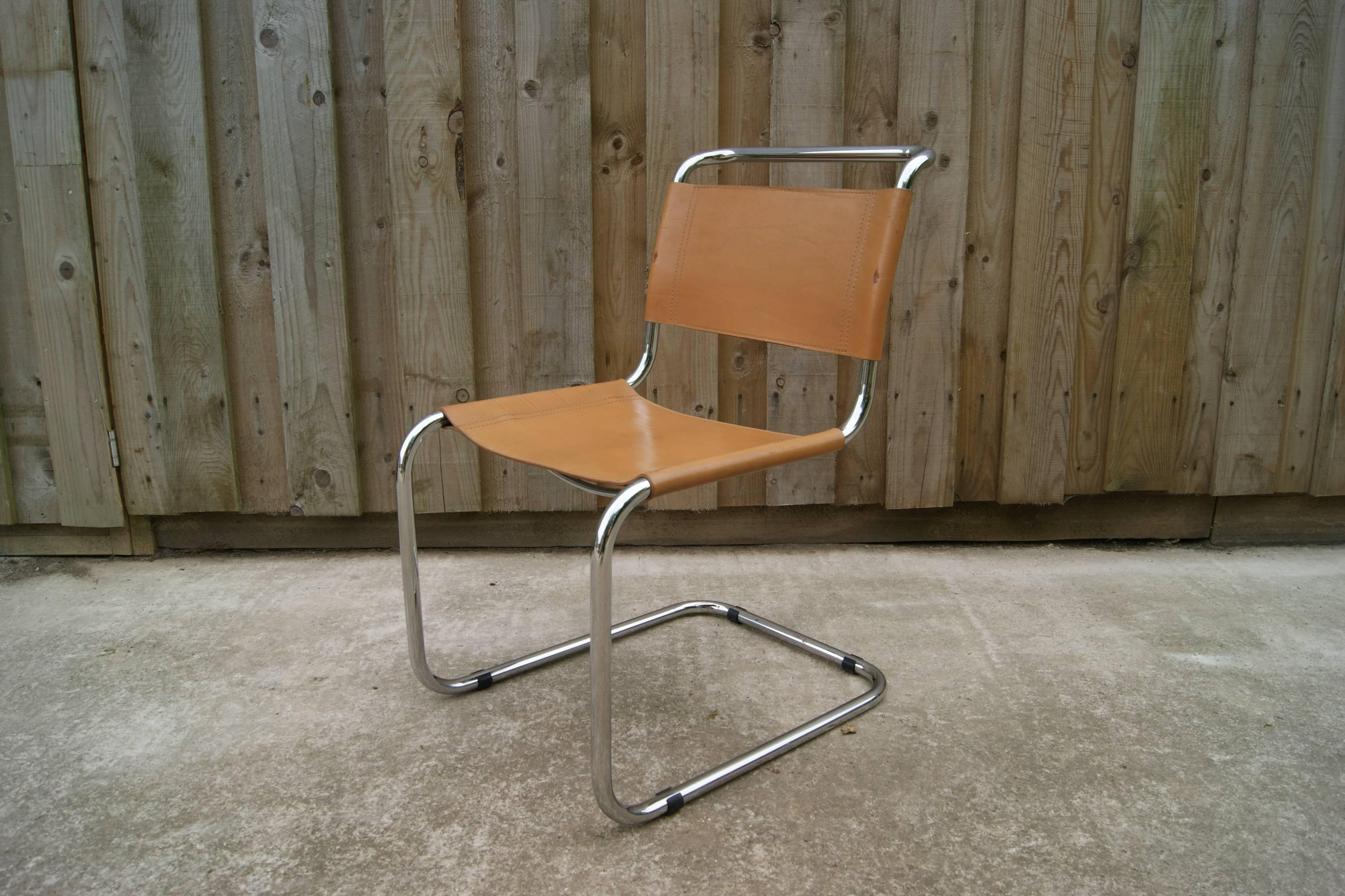 leather cantilever dining chair