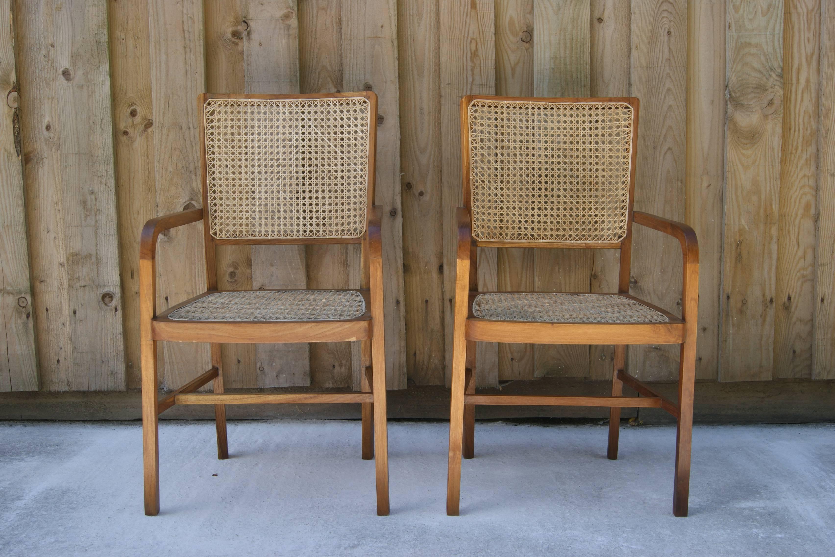 1 of 10 Unique Teak and Cane South Asian Dining Chairs In Excellent Condition In London, GB