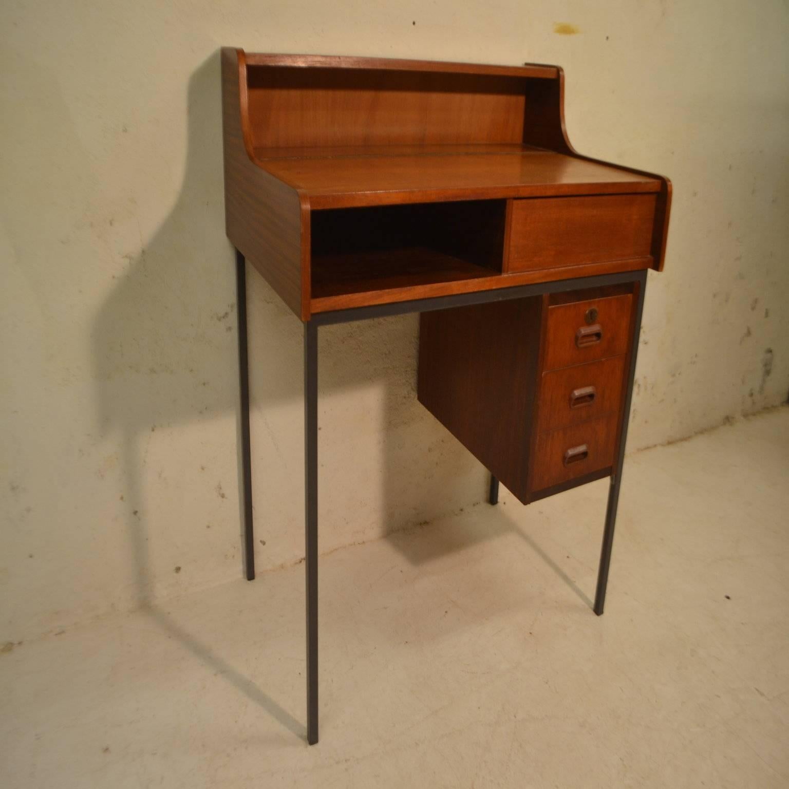 Teak and metal writing desk designed by Cees Braakman for Pastoe, Holland.
