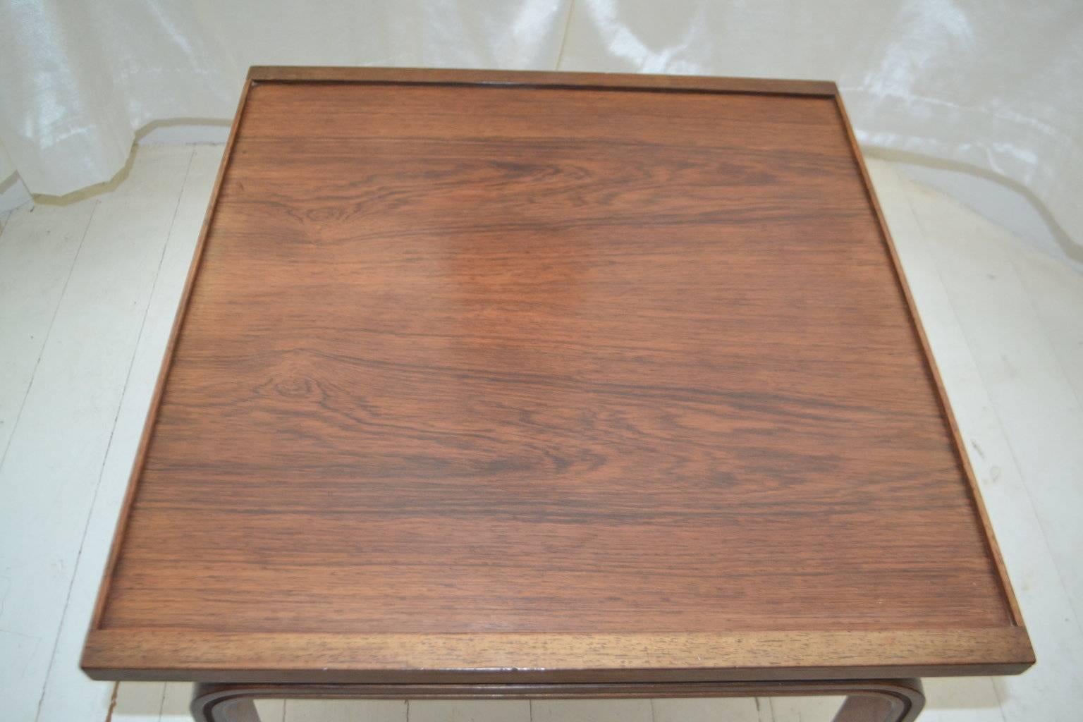 Original rare rosewood coffee table designed by Arne Jacobsen for Fritz Hansen, Denmark designed solely for St. Catherine's College, Oxford, UK.