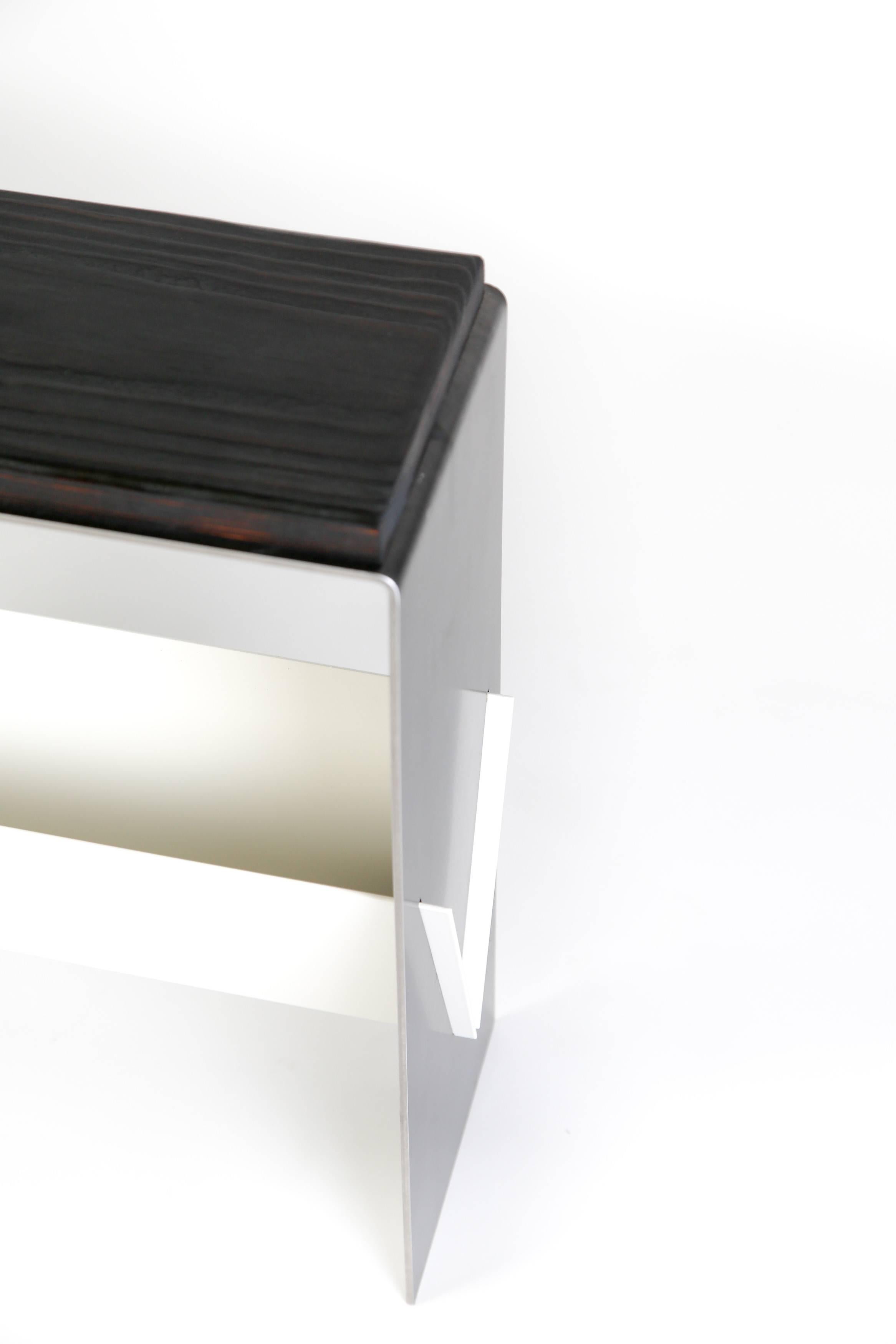 Hand-Crafted The V Table, a Combination of Reclaimed Fir and Powder Coated and Raw Steel For Sale