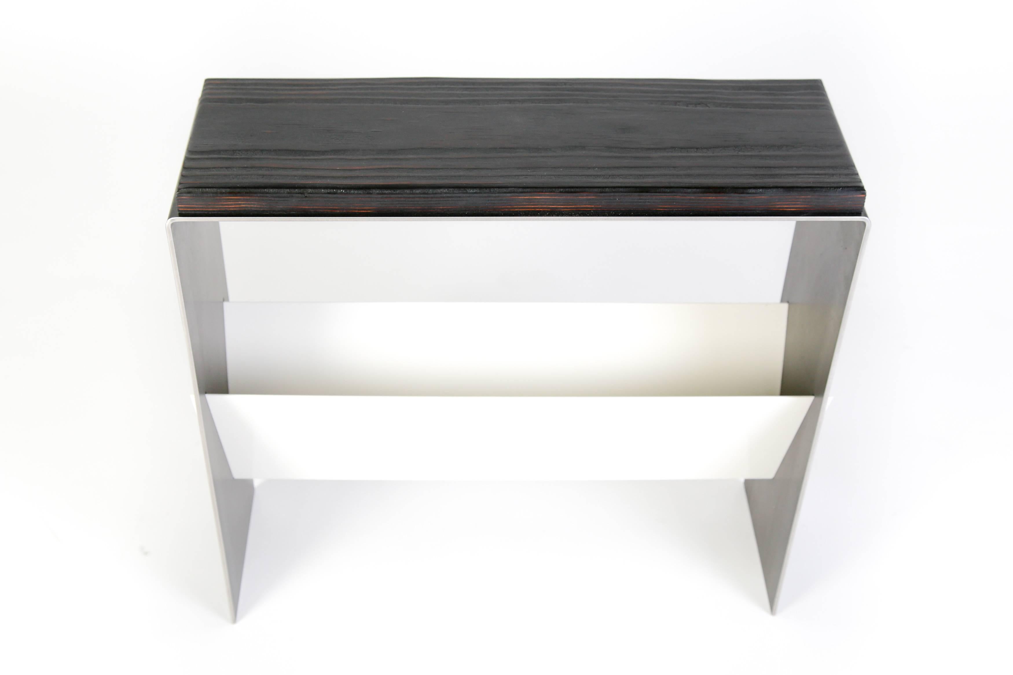 The V Table, a Combination of Reclaimed Fir and Powder Coated and Raw Steel For Sale 1