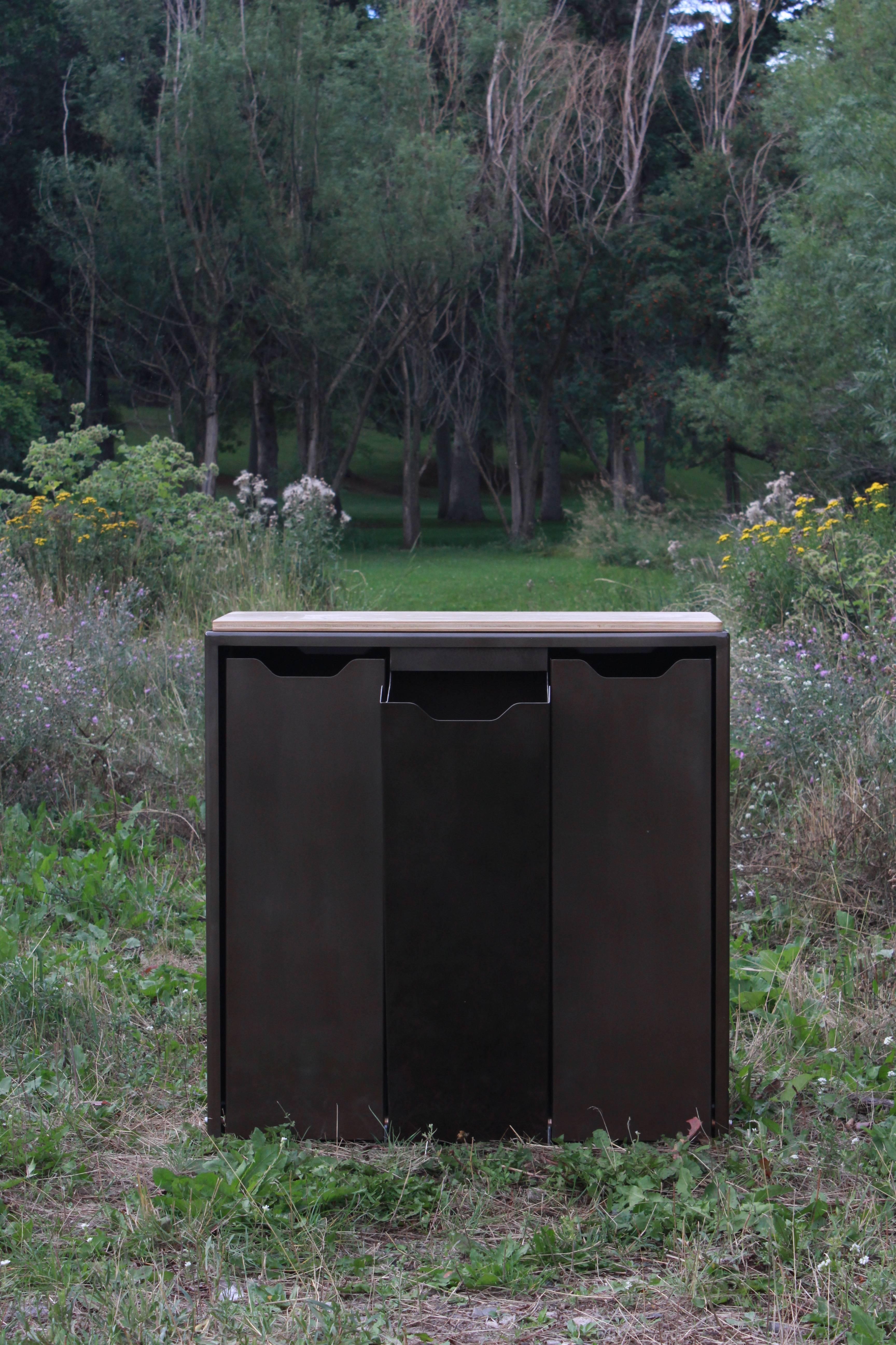 Hand-Crafted Three-Bay Bin, a Modern Solution to a Variety of Storage Problems