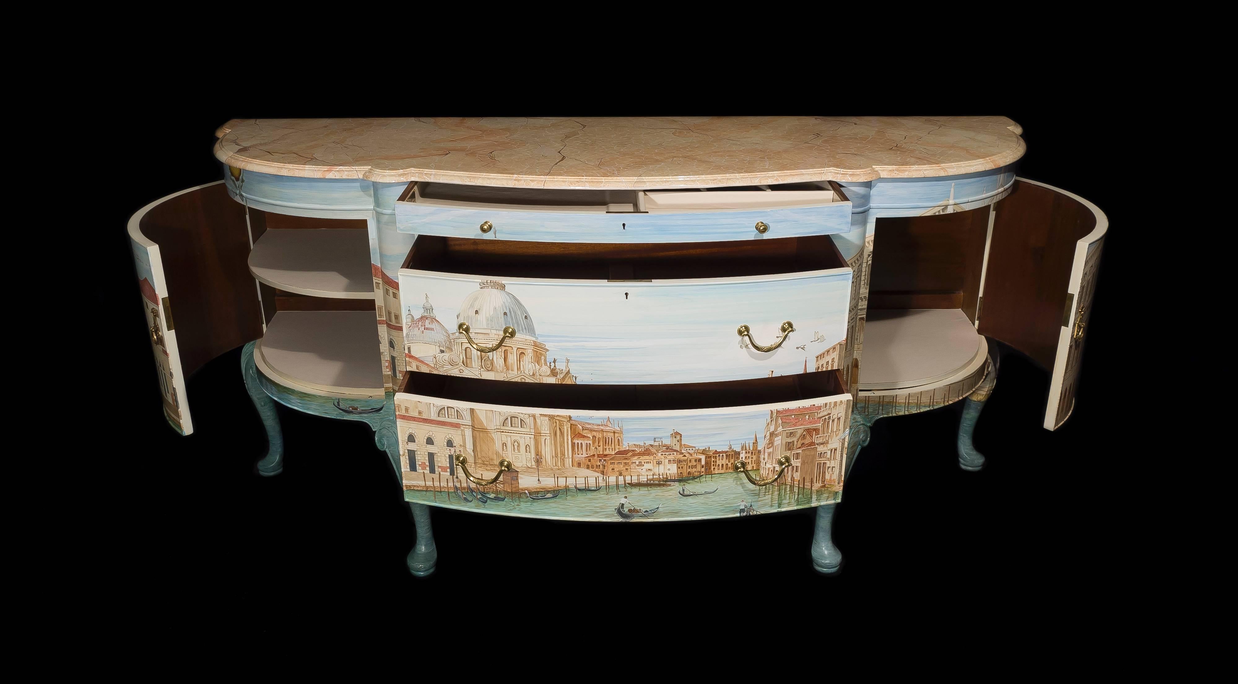 1932 Waring and Gillow British Sideboard Hand-Painted by Kensa Design For Sale 4