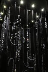 Crystal Beads and Leather Little Black Chandelier