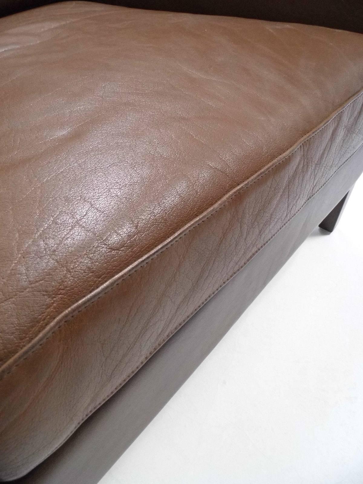 Danish Brown Leather Club Armchair Midcentury Chair, 1960s 2