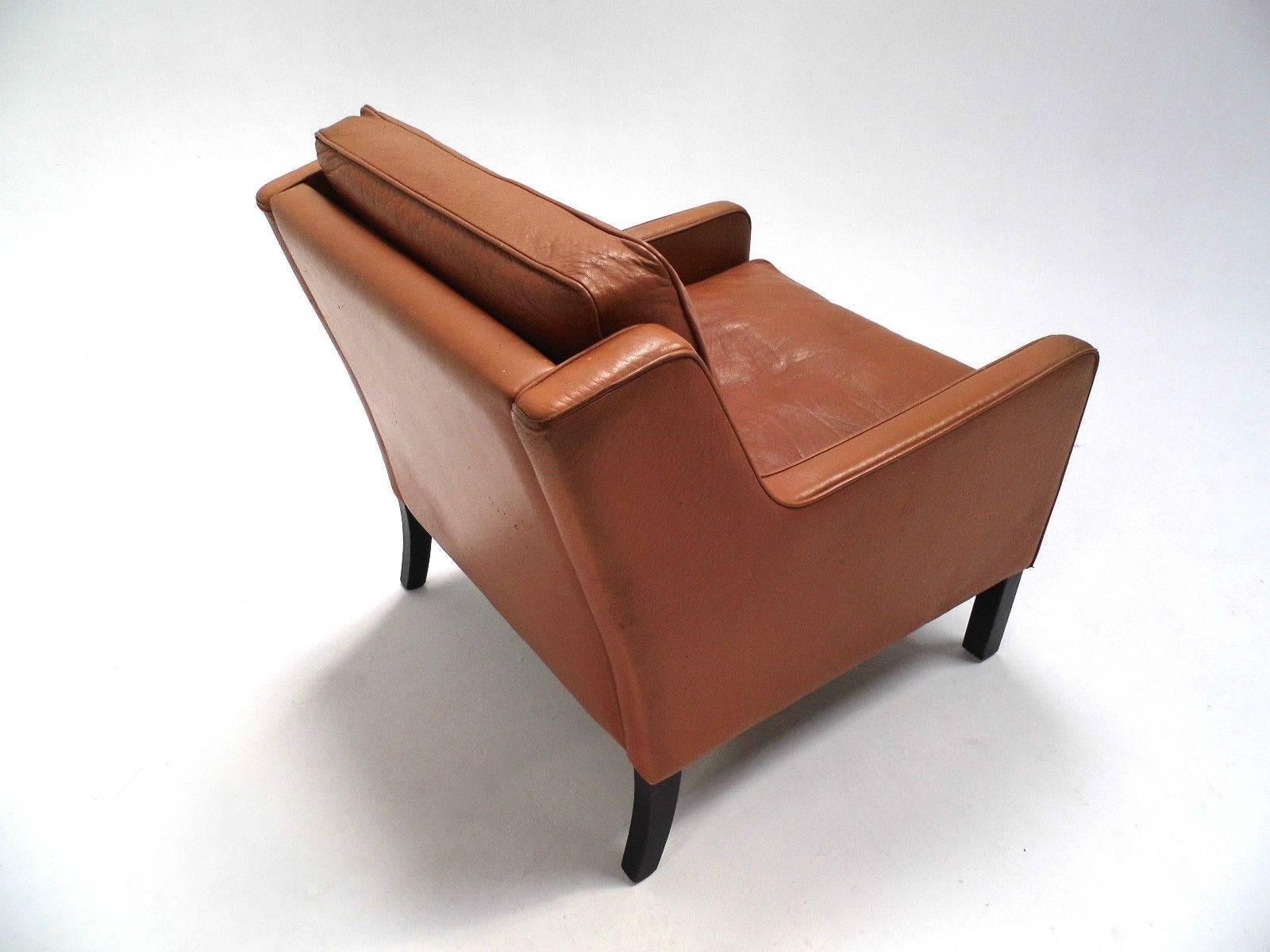 Mid-20th Century Danish Thams Kvalitet Tan Brown Leather Armchair, Mid-Century Chair, 1960s