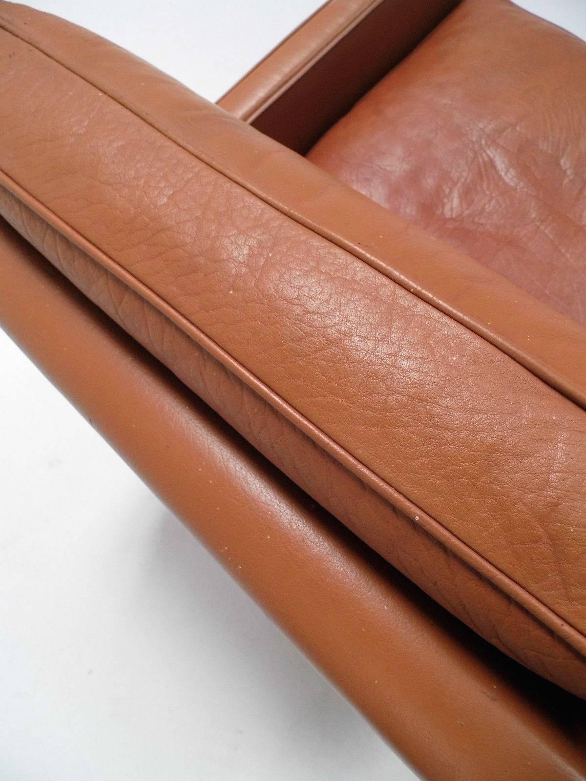 Danish Thams Kvalitet Tan Brown Leather Armchair, Mid-Century Chair, 1960s 1