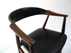 Danish Farstrup Teak and Black Vinyl Desk Armchair Mid-Century Chair, 1960s