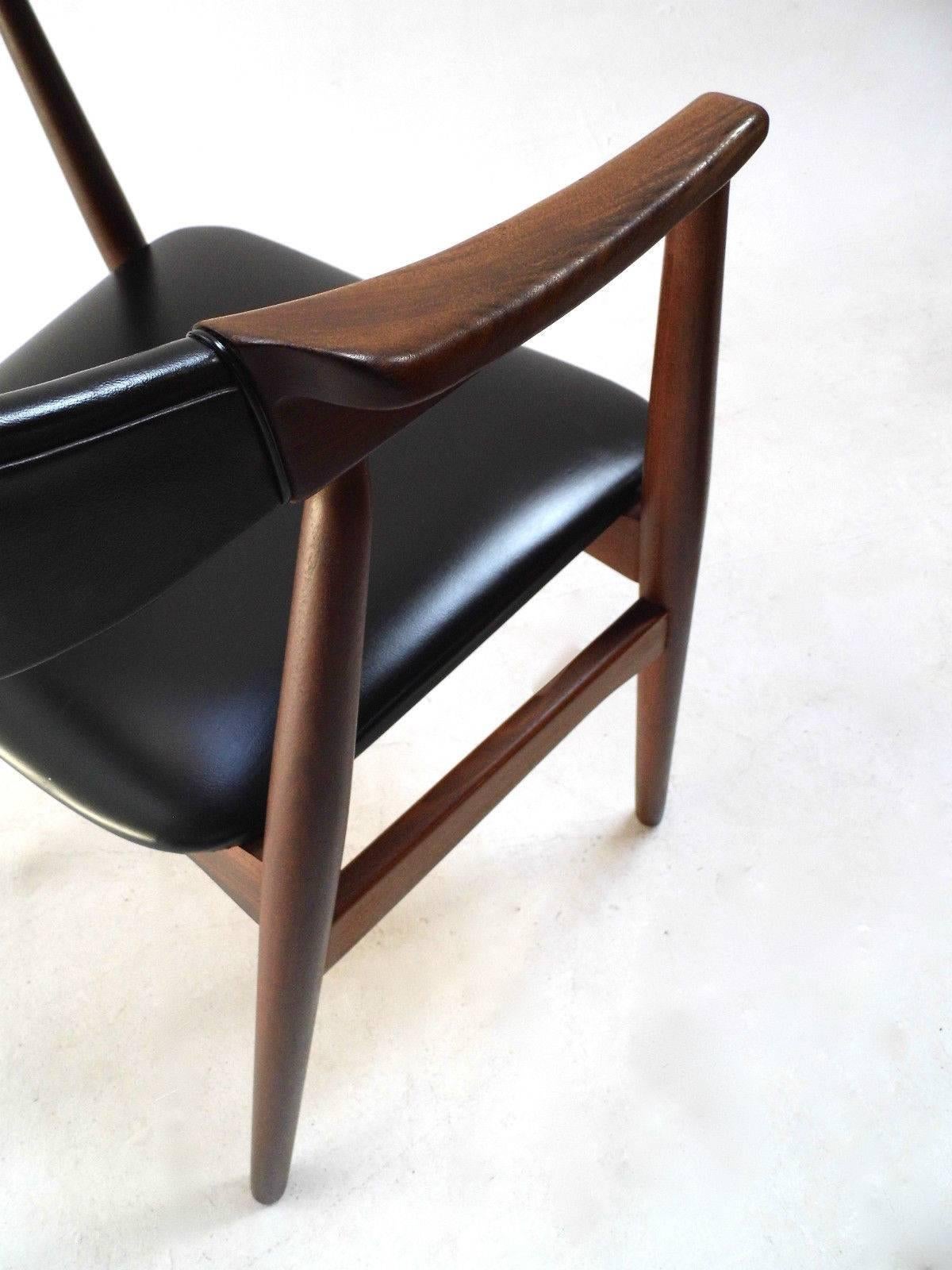 Danish Farstrup Teak and Black Vinyl Desk Armchair Mid-Century Chair, 1960s 2